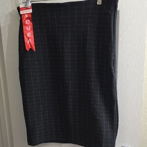 Scuba Black Windowpane Pencil Skirt Size M